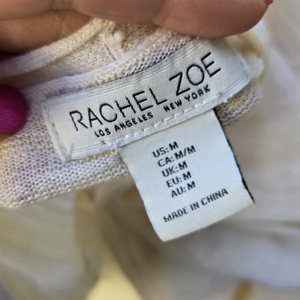 Rachel Zoe Cream Long Open-Front Cardigan with Pockets - Picture 8 of 9